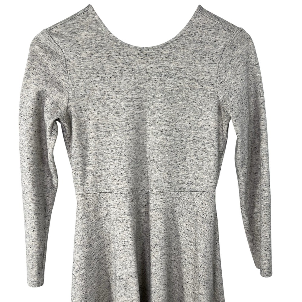 Lou & Grey Womens XS Grey Heathered Long‎ Sleeve Wrap Fit & Flare Mini Dress - Picture 4 of 8